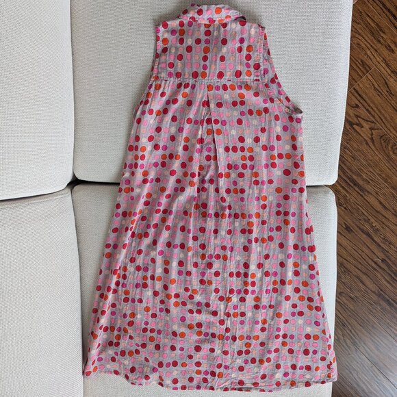 100% Cotton Multicoloured grey spotted sleeveless knee long dress, Size M - Picture 3 of 8
